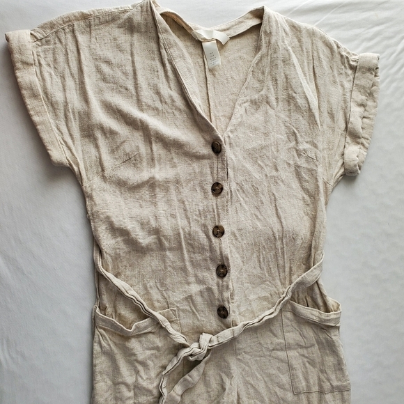 H&M Linen Blend Jumpsuit - Light Beige - Picture 3 of 12